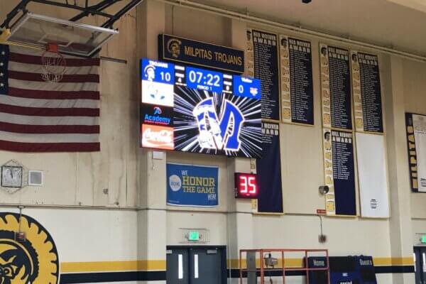 The Milpitas High School indoor LED digital scoreboard