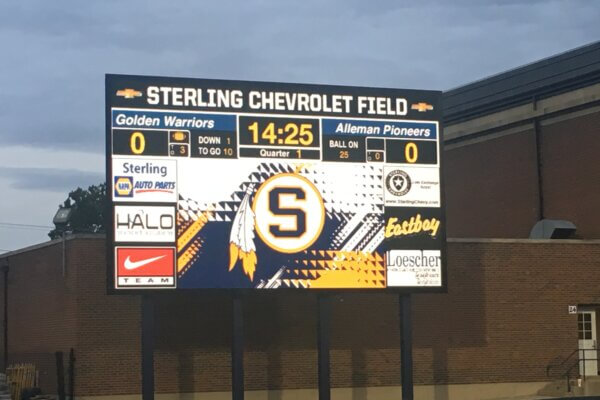 LED video scoreboard for outdoor sports at Sterling Chevrolet Field