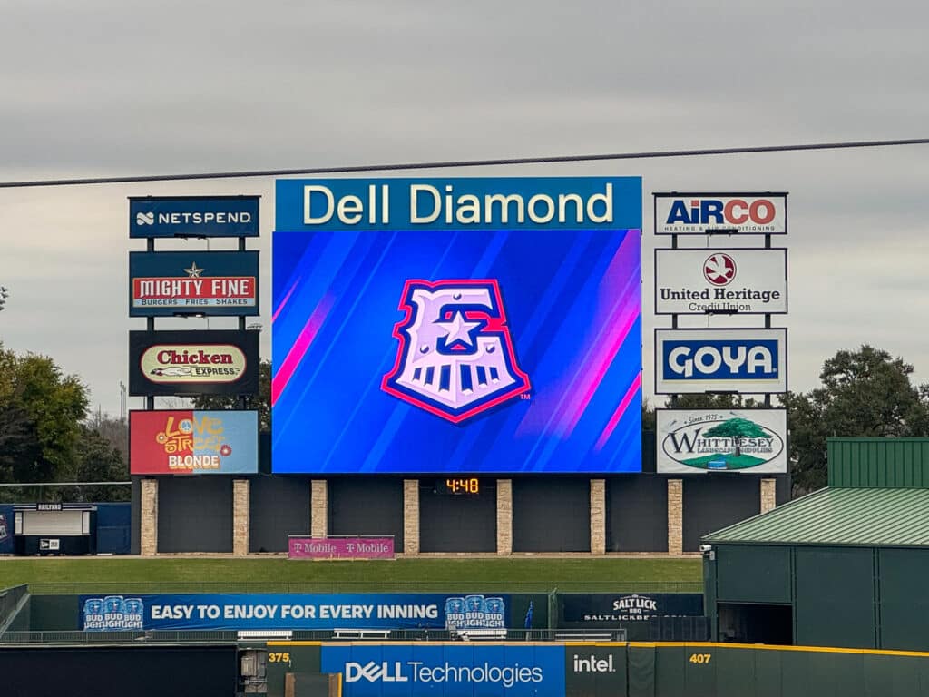 Dell Diamond scoreboard